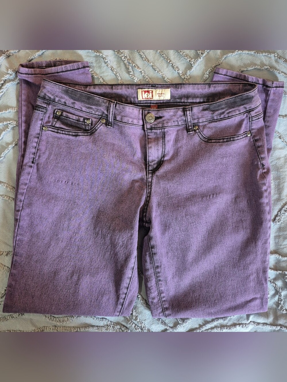 👖Vintage L.e.i. Emma Jegging Jeans Purple Med Wash Stretch Y2K Size 17 Junior